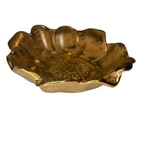 Vintage Stangl Granada 22K Gold-Hand Painted-Mid Century-Flower Bowl Candy Dish